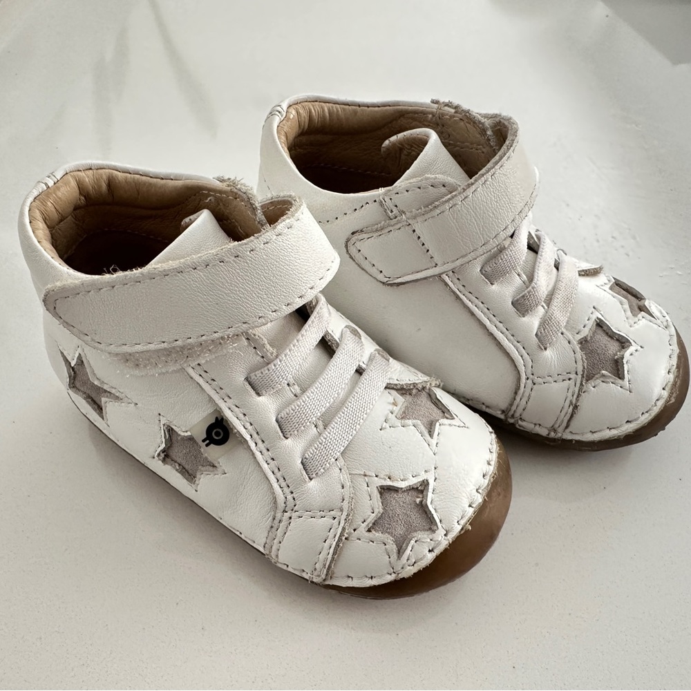 Old Soles White and Brown Baby Walker Sneakers